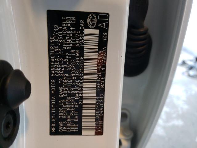 Photo 10 from auction – 2019 TOYOTA COROLLA L with VIN 2T1BURHE0KC243026