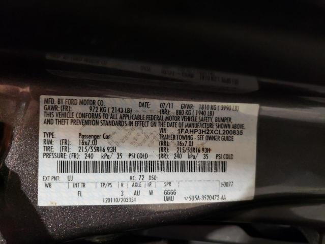 Photo 10 from auction – 2012 FORD FOCUS SEL with VIN 1FAHP3H2XCL200835