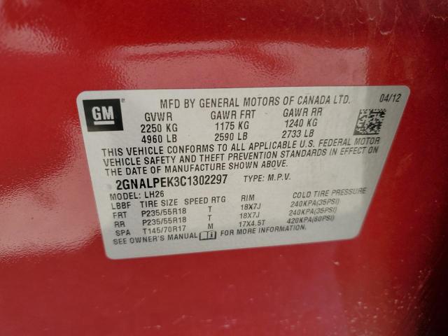Photo 10 from auction – 2012 CHEVROLET EQUINOX LT with VIN 2GNALPEK3C1302297