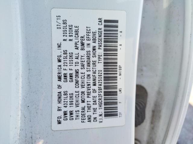 Photo 10 from auction – 2015 HONDA ACCORD SPO with VIN 1HGCR2F59FA250620