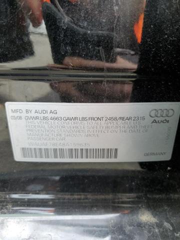 Photo 10 from auction – 2008 AUDI A4 2.0T with VIN WAUAF78E48A159635