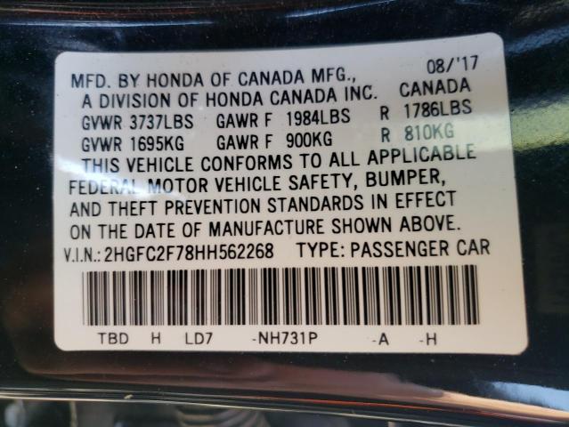 Photo 10 from auction – 2017 HONDA CIVIC EX with VIN 2HGFC2F78HH562268
