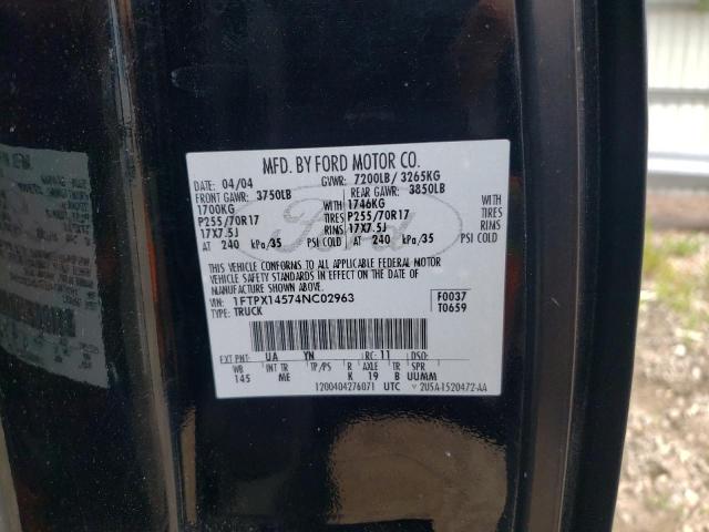 Photo 10 from auction – 2004 FORD F150 with VIN 1FTPX14574NC02963