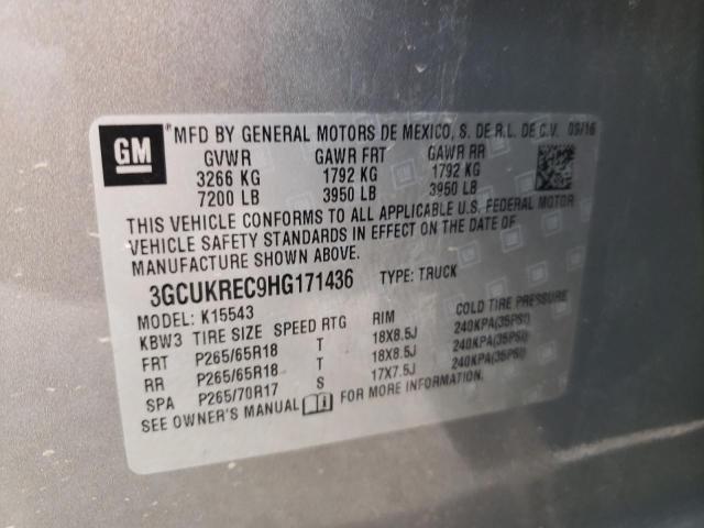 Photo 10 from auction – 2017 CHEVROLET SILVERADO with VIN 3GCUKREC9HG171436