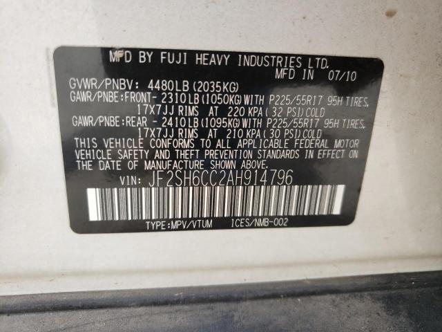 Photo 10 from auction – 2010 SUBARU FORESTER 2 with VIN JF2SH6CC2AH914796