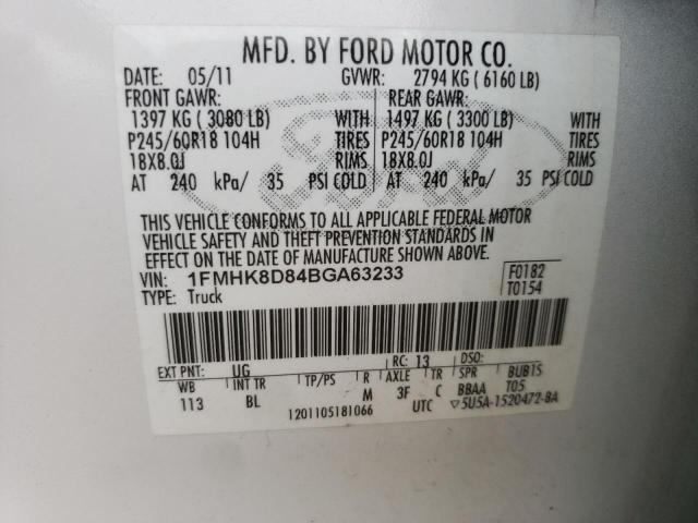 Photo 10 from auction – 2011 FORD EXPLORER X with VIN 1FMHK8D84BGA63233