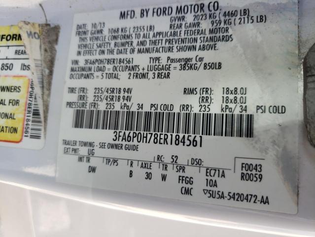 Photo 10 from auction – 2014 FORD FUSION SE with VIN 3FA6P0H78ER184561