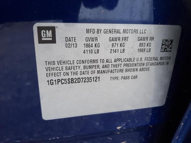Photo 10 from auction – 2013 CHEVROLET CRUZE LT with VIN 1G1PC5SB2D7235121