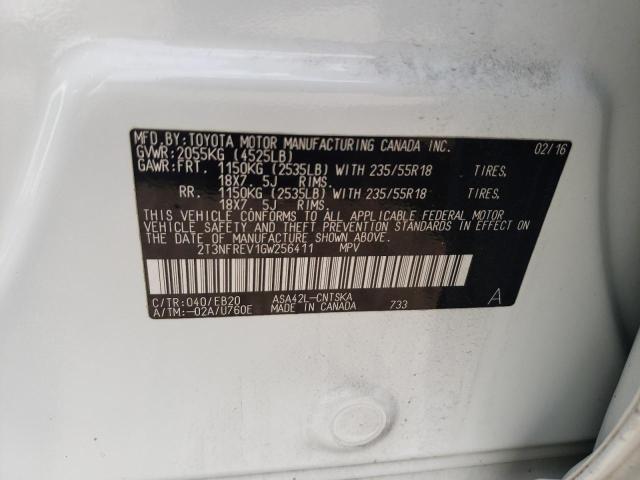 Photo 10 from auction – 2016 TOYOTA RAV4 SE with VIN 2T3NFREV1GW256411