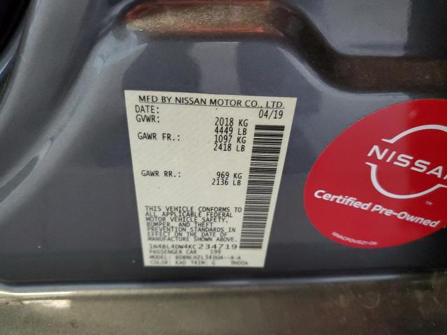Photo 10 from auction – 2019 NISSAN ALTIMA SV with VIN 1N4BL4DW4KC234719