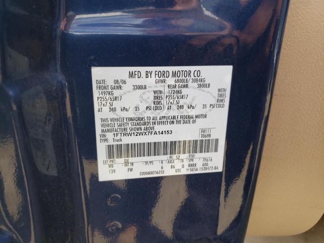 Photo 10 from auction – 2007 FORD F150 SUPER with VIN 1FTRW12WX7FA14153