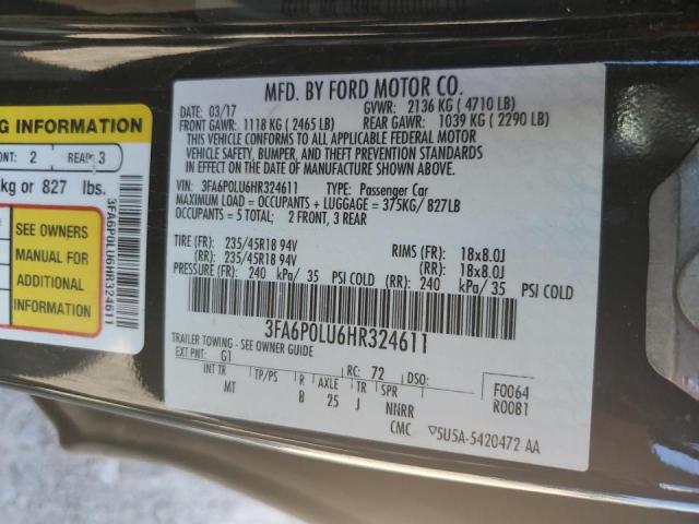 Photo 10 from auction – 2017 FORD FUSION SE with VIN 3FA6P0LU6HR324611