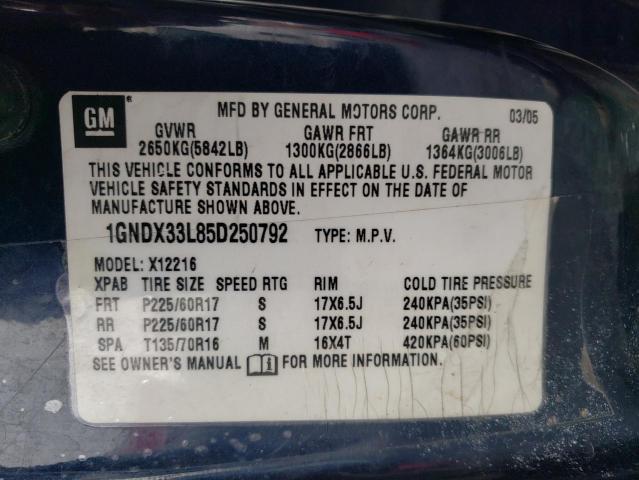 Photo 10 from auction – 2005 CHEVROLET UPLANDER with VIN 1GNDX33L85D250792