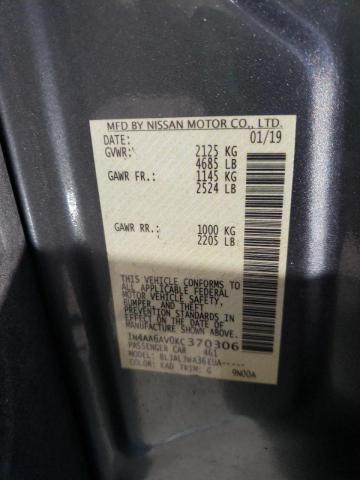 Photo 10 from auction – 2019 NISSAN MAXIMA S with VIN 1N4AA6AV0KC370306