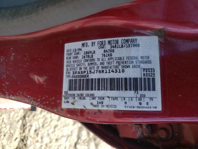 Photo 10 from auction – 1995 FORD ESCORT with VIN 3FASP15J7SR114310