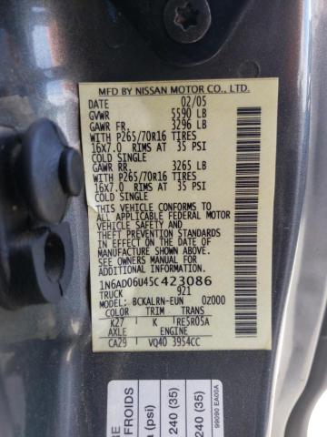 Photo 10 from auction – 2005 NISSAN FRONTIER K with VIN 1N6AD06U45C423086