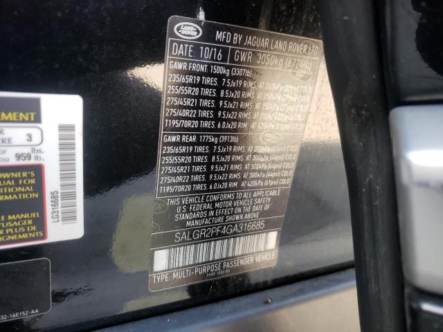 Photo 10 from auction – 2016 LAND ROVER RANGE ROVE with VIN SALGR2PF4GA316685
