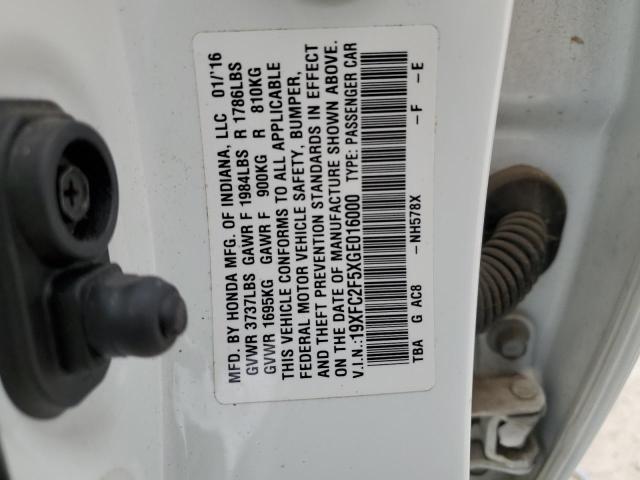 Photo 10 from auction – 2016 HONDA CIVIC LX with VIN 19XFC2F5XGE016000