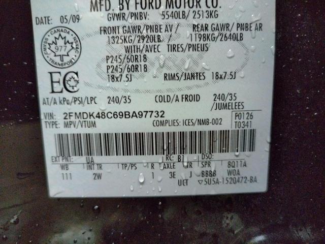 Photo 10 from auction – 2009 FORD EDGE SEL with VIN 2FMDK48C69BA97732