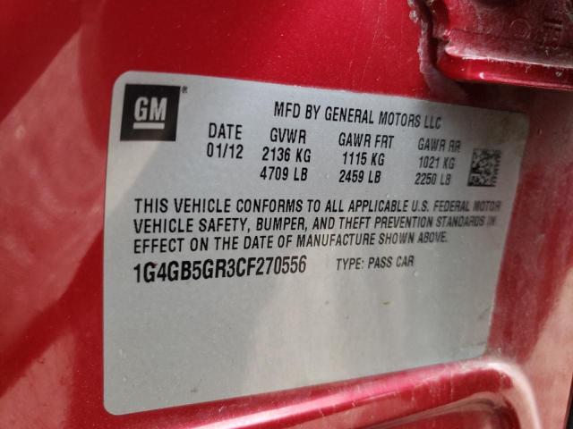 Photo 10 from auction – 2012 BUICK LACROSSE C with VIN 1G4GB5GR3CF270556