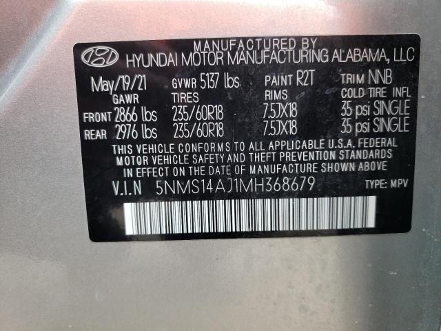 Photo 10 from auction – 2021 HYUNDAI SANTA FE S with VIN 5NMS14AJ1MH368679