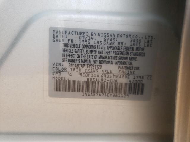 Photo 10 from auction – 2014 NISSAN SENTRA S with VIN 3N1AB7AP1EY281129