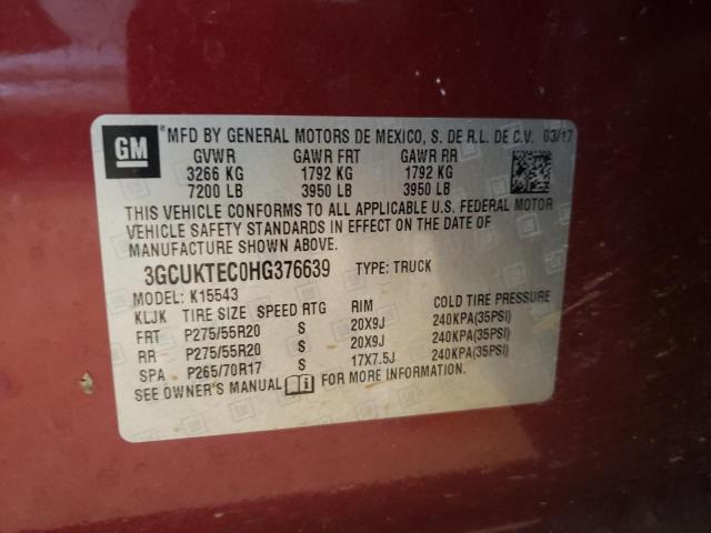 Photo 10 from auction – 2017 CHEVROLET SILVERADO with VIN 3GCUKTEC0HG376639