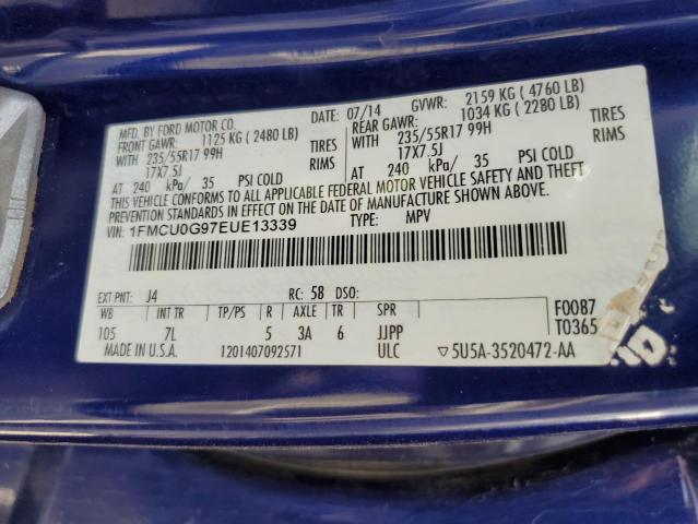 Photo 10 from auction – 2014 FORD ESCAPE SE with VIN 1FMCU0G97EUE13339