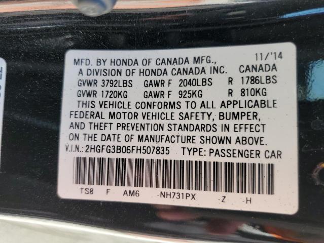 Photo 10 from auction – 2015 HONDA CIVIC EXL with VIN 2HGFG3B06FH507835