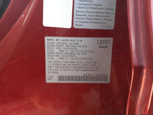 Photo 10 from auction – 2007 AUDI Q7 3.6 QUA with VIN WA1BY74L77D068338