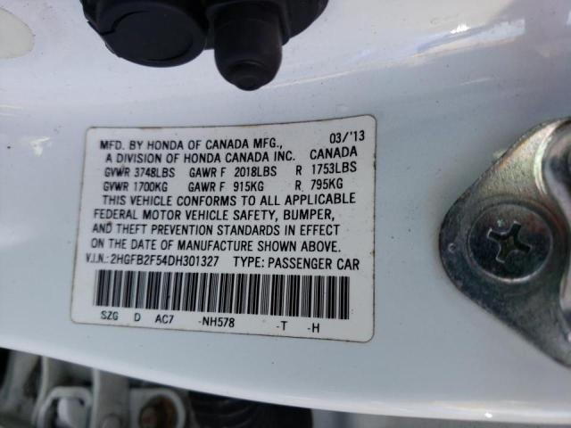 Photo 10 from auction – 2013 HONDA CIVIC LX with VIN 2HGFB2F54DH301327
