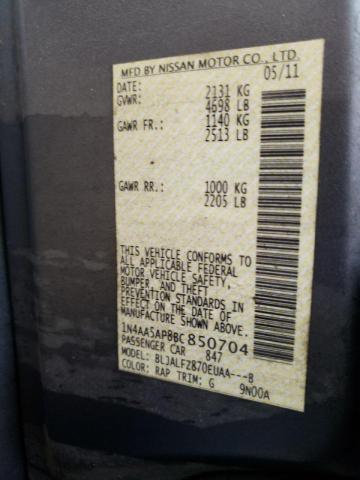 Photo 10 from auction – 2011 NISSAN MAXIMA S with VIN 1N4AA5AP8BC850704