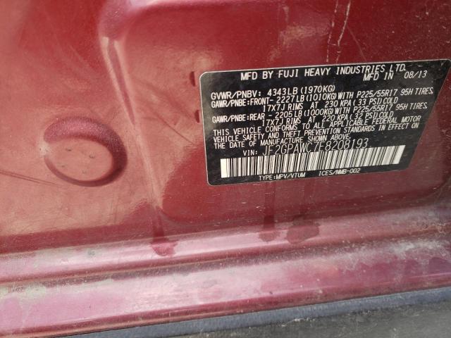Photo 10 from auction – 2014 SUBARU XV CROSSTR with VIN JF2GPAWC7E8208193