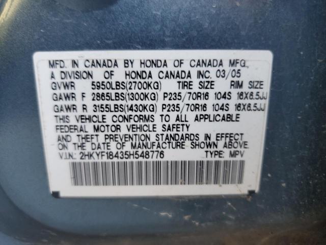 Photo 10 from auction – 2005 HONDA PILOT EX with VIN 2HKYF18435H548776