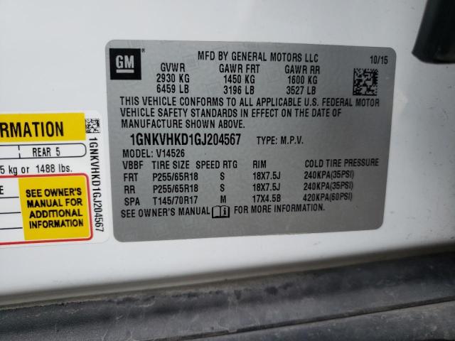 Photo 10 from auction – 2016 CHEVROLET TRAVERSE L with VIN 1GNKVHKD1GJ204567