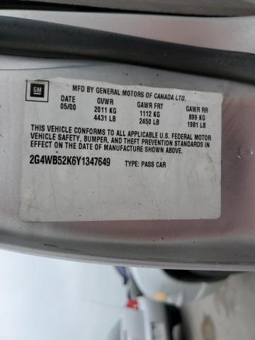Photo 10 from auction – 2000 BUICK REGAL LS with VIN 2G4WB52K6Y1347649