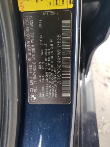 Photo 10 from auction – 2007 BMW X3 3.0SI with VIN WBXPC93497WF17836