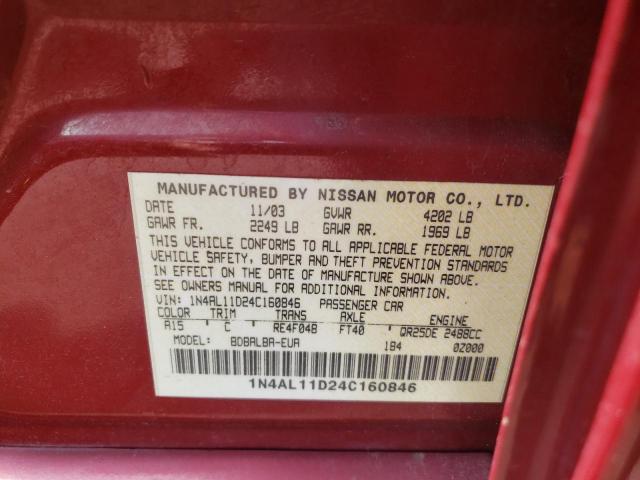 Photo 10 from auction – 2004 NISSAN ALTIMA BAS with VIN 1N4AL11D24C160846