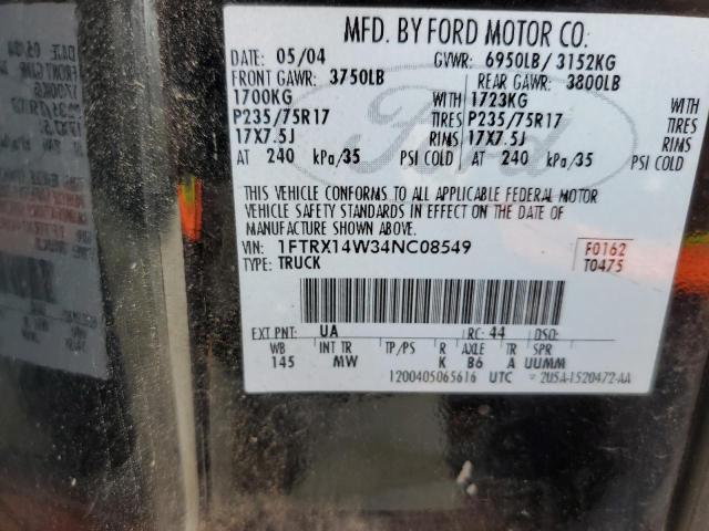 Photo 10 from auction – 2004 FORD F150 with VIN 1FTRX14W34NC08549