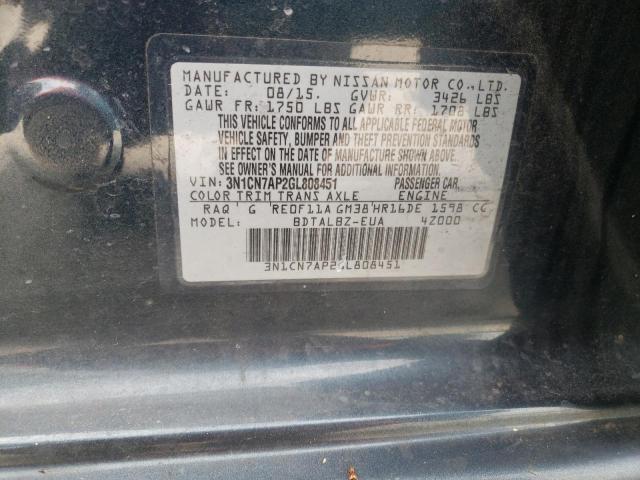 Photo 10 from auction – 2016 NISSAN VERSA S with VIN 3N1CN7AP2GL808451