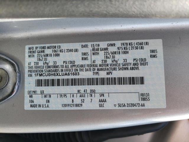 Photo 10 from auction – 2020 FORD ESCAPE SEL with VIN 1FMCU0H6XLUA61603