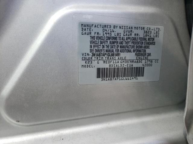 Photo 10 from auction – 2016 NISSAN SENTRA S with VIN 3N1AB7AP1GL661491