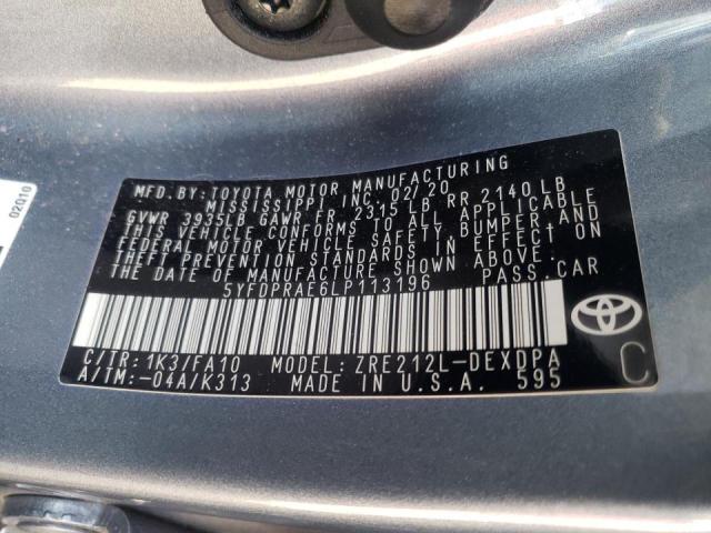 Photo 10 from auction – 2020 TOYOTA COROLLA L with VIN 5YFDPRAE6LP113196