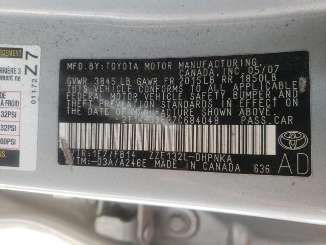 Photo 10 from auction – 2007 TOYOTA COROLLA MA with VIN 2T1KR32E37C684048