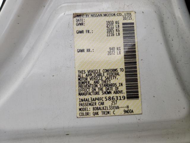 Photo 10 from auction – 2015 NISSAN ALTIMA 2.5 with VIN 1N4AL3AP4FC586319