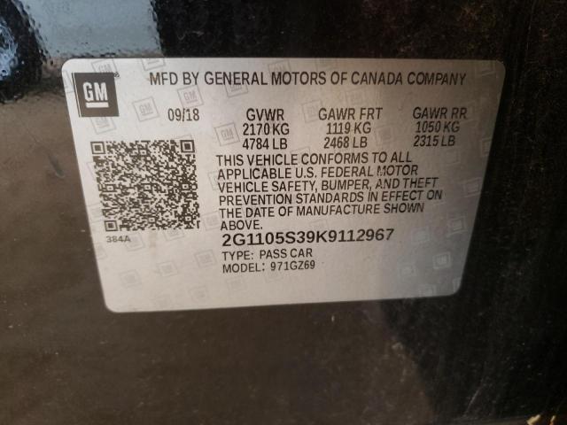 Photo 10 from auction – 2019 CHEVROLET IMPALA PRE with VIN 2G1105S39K9112967