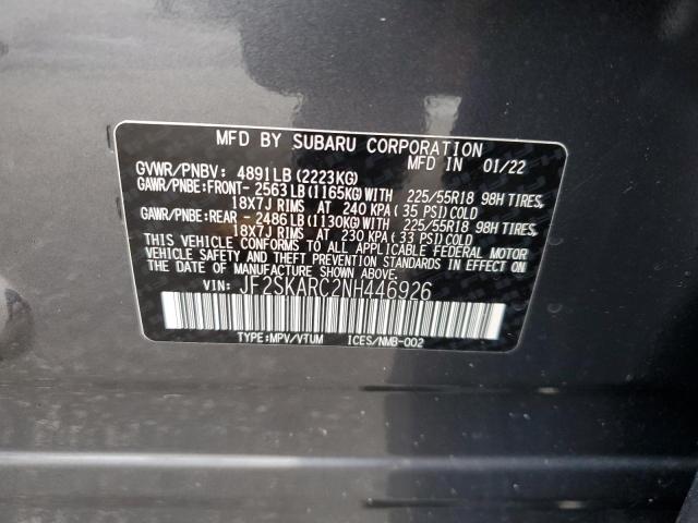 Photo 10 from auction – 2022 SUBARU FORESTER T with VIN JF2SKARC2NH446926