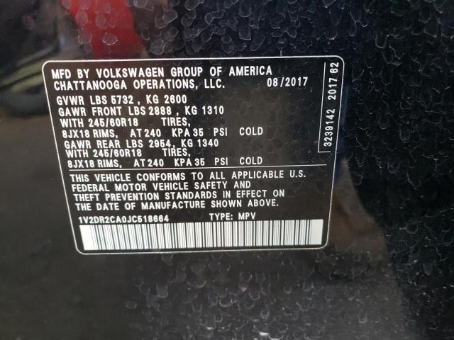 Photo 10 from auction – 2018 VOLKSWAGEN ATLAS SE with VIN 1V2DR2CA0JC518664