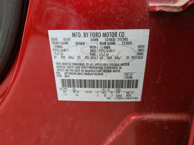 Photo 10 from auction – 2008 FORD EDGE SE with VIN 2FMDK36C38BA16309