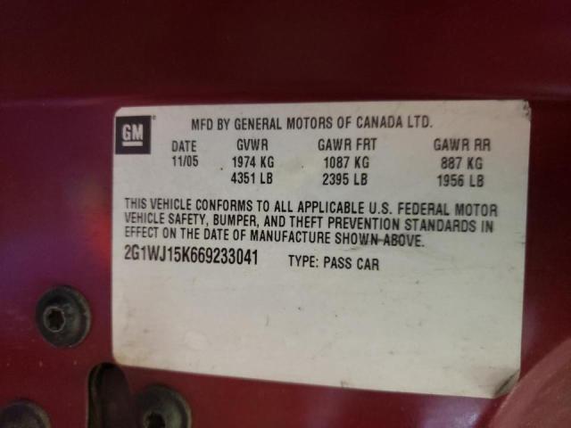 Photo 10 from auction – 2006 CHEVROLET MONTE CARL with VIN 2G1WJ15K669233041